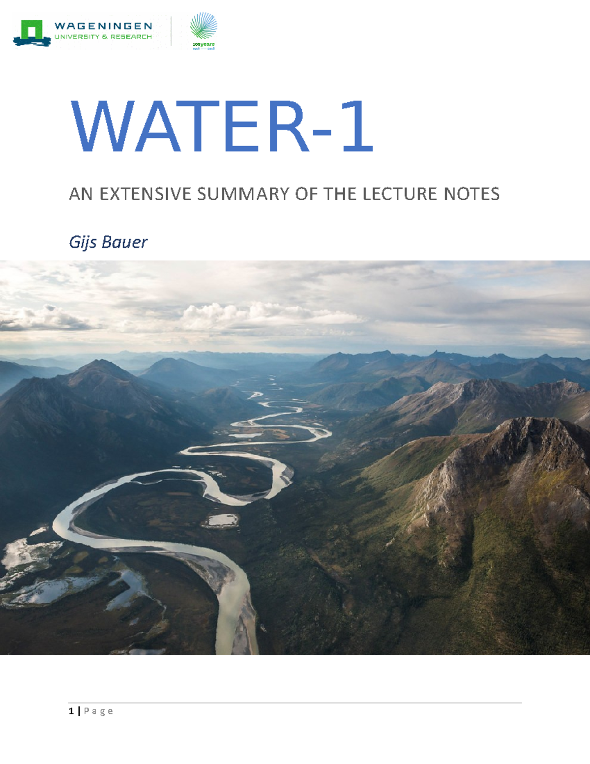 Water-1 - Extensive Summary of Lecture Notes on Hydrology and Ecology ...