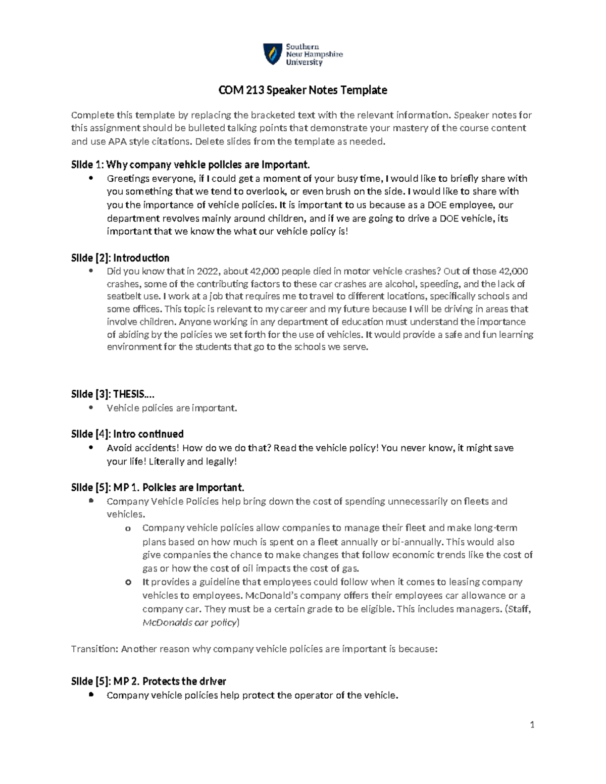COM 213 Presentation Speaker Notes Template - COM 213 Speaker Notes ...