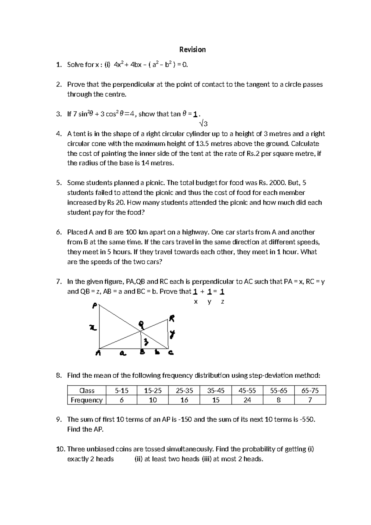 Revision 10 - Comprehensive Math Problems and Solutions - Studocu
