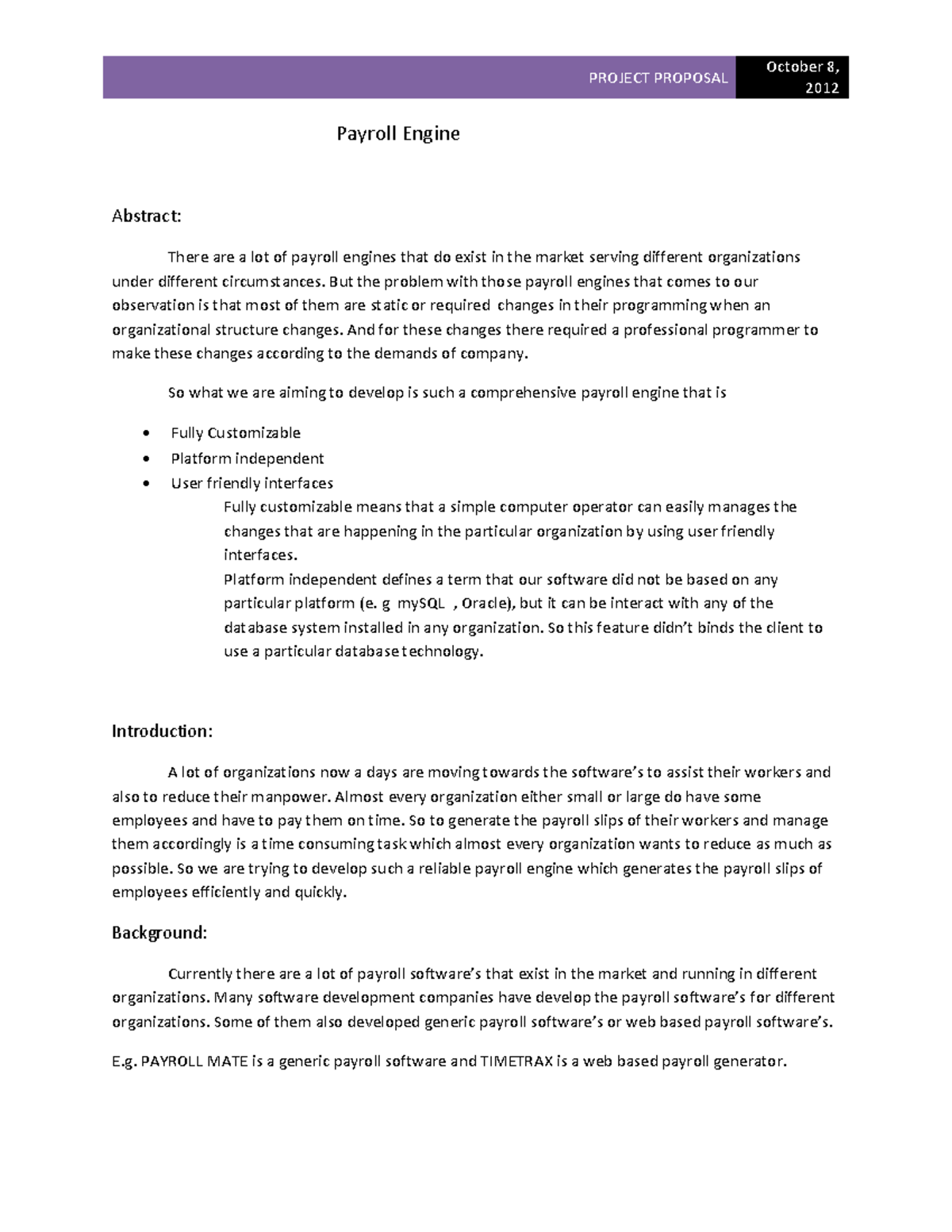 Final Year Project Proposal: Customizable Payroll Engine Development ...