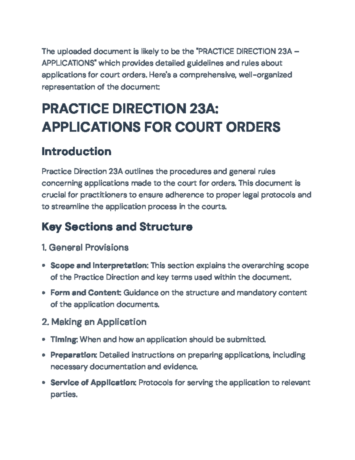 Practice Direction 23A: Guidelines for Applications for Court Orders ...