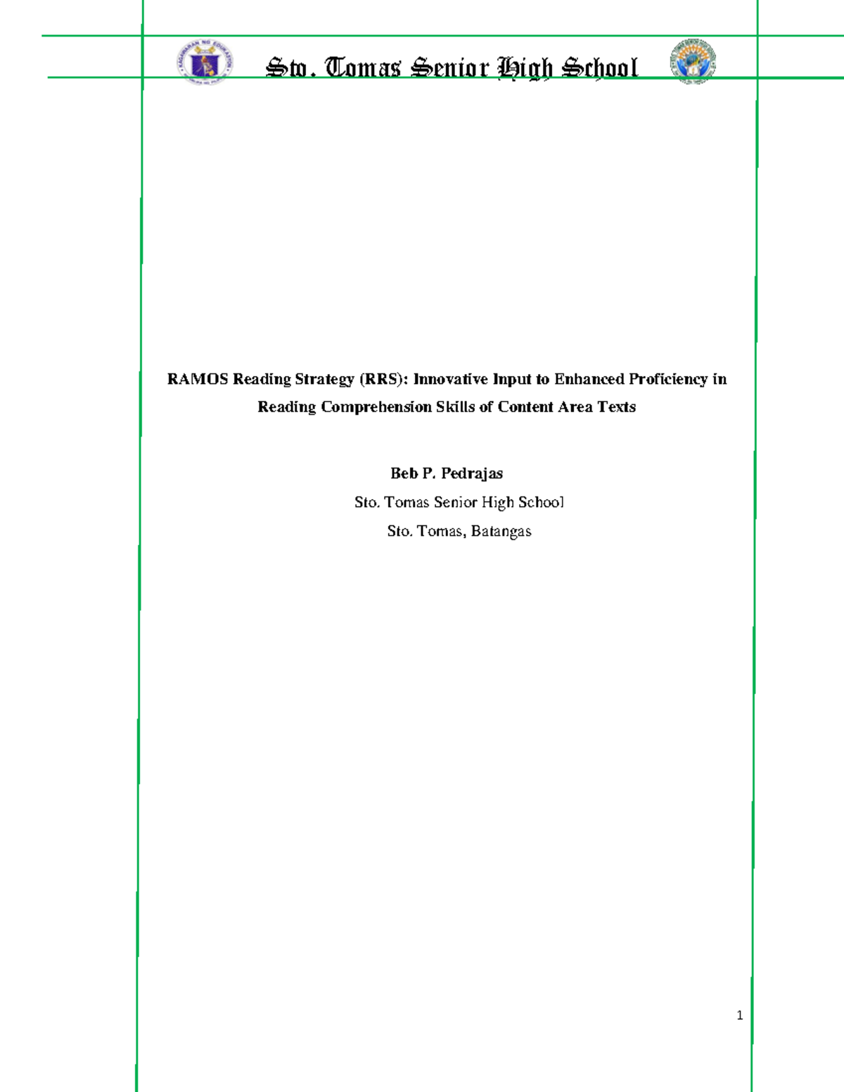1 - qualitative - RAMOS Reading Strategy (RRS): Innovative Input to ...