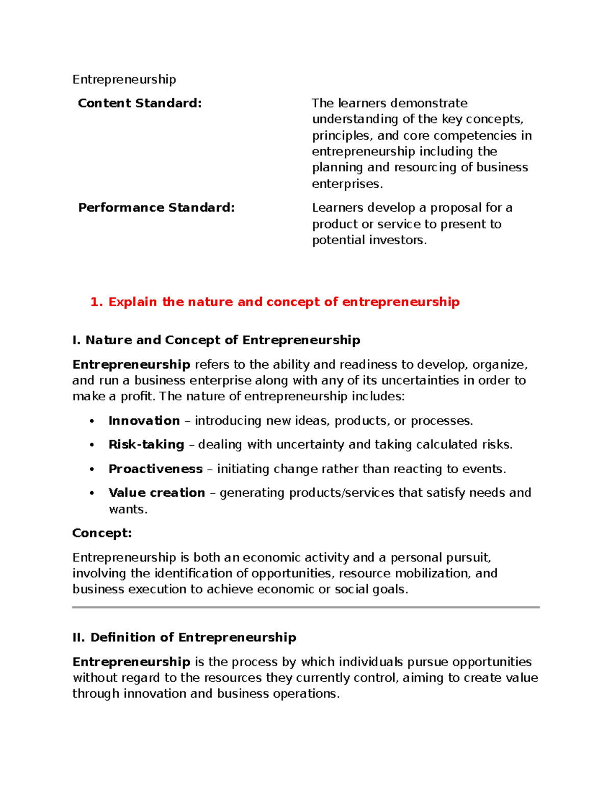 Entrepreneurship Concepts and Practices: 1st Quarter Reference (ENT 101 ...