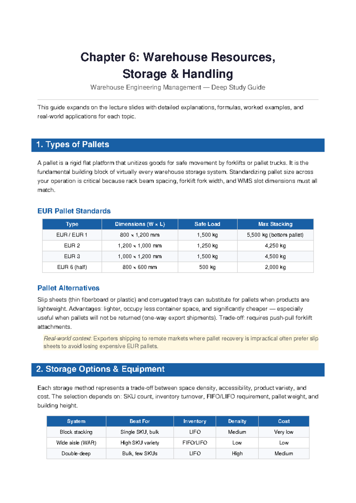 Chapter 6: Warehouse Resources Study Guide for Warehouse Engineering ...