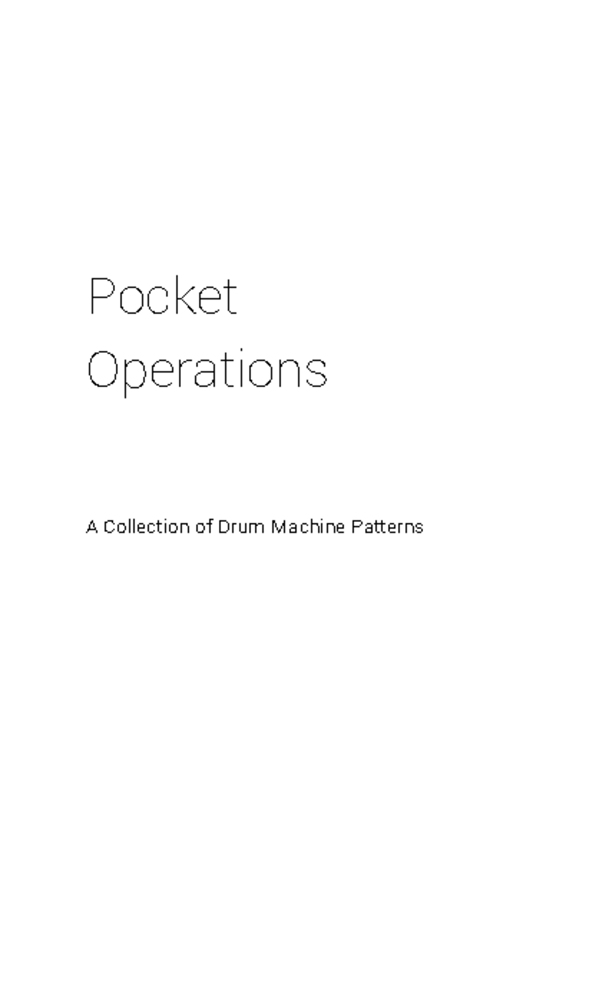 Pocket Operations: Drum Machine Patterns Collection (Rev. 3.1) - Studocu