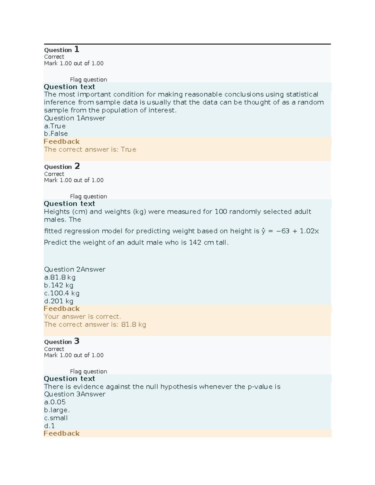 Statistical Inference Review Quiz (STAT 101) - Studocu