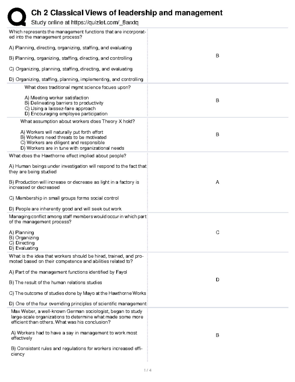 Chapter 2 - Management Functions Practice Questions - Studocu