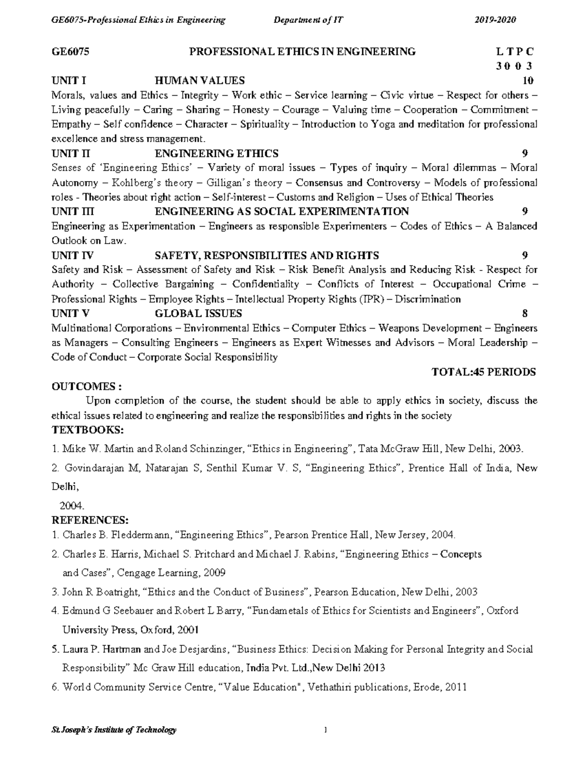 GE6075 - Question Bank for Professional Ethics in Engineering 2019-2020 ...