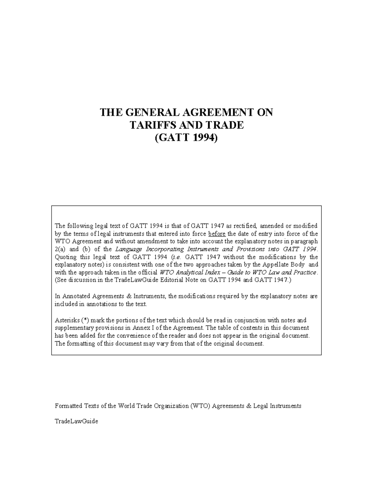GATT 1994 Legal Text and Annotations - OTI-0019 - Studocu