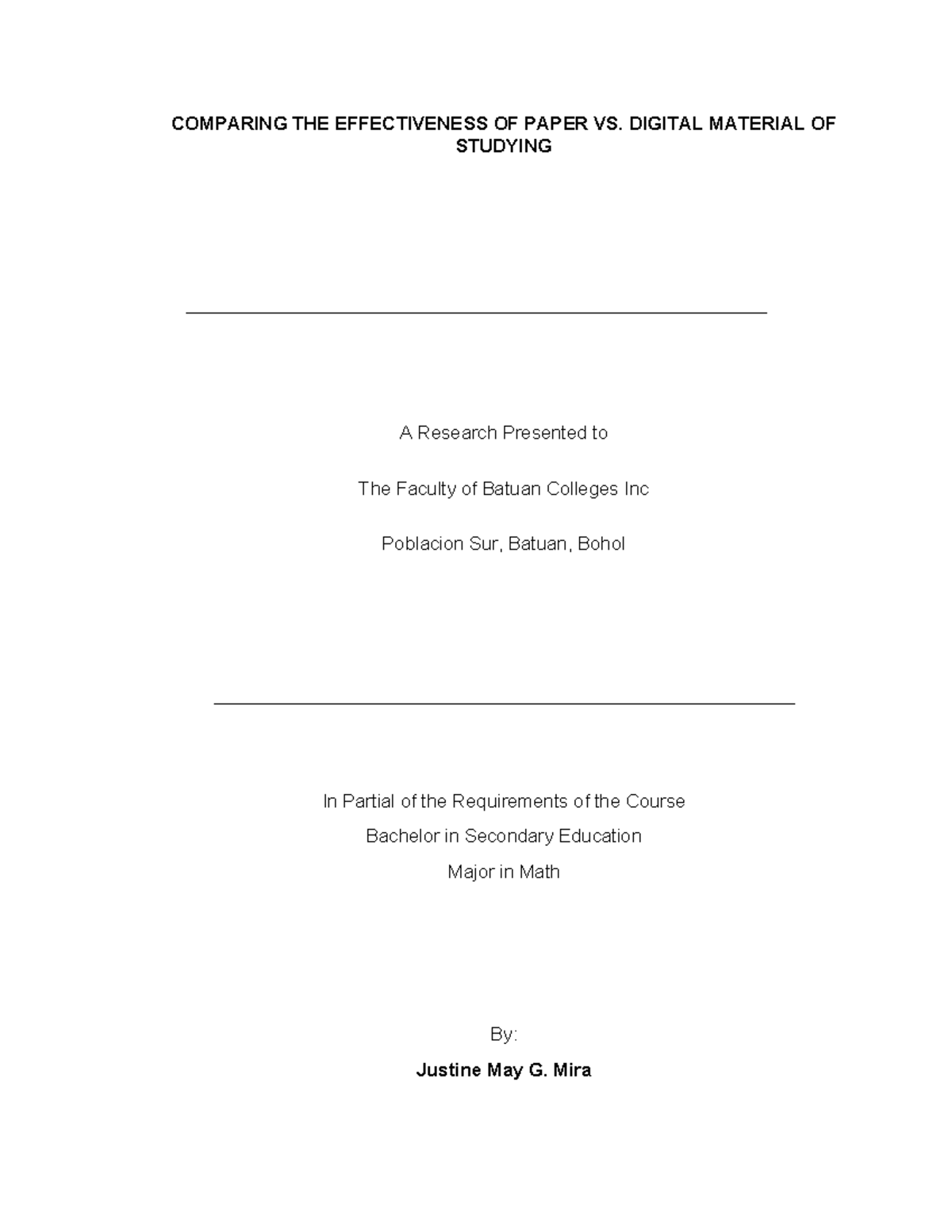 Comparing Effectiveness of Paper vs. Digital Study Materials: A Study ...