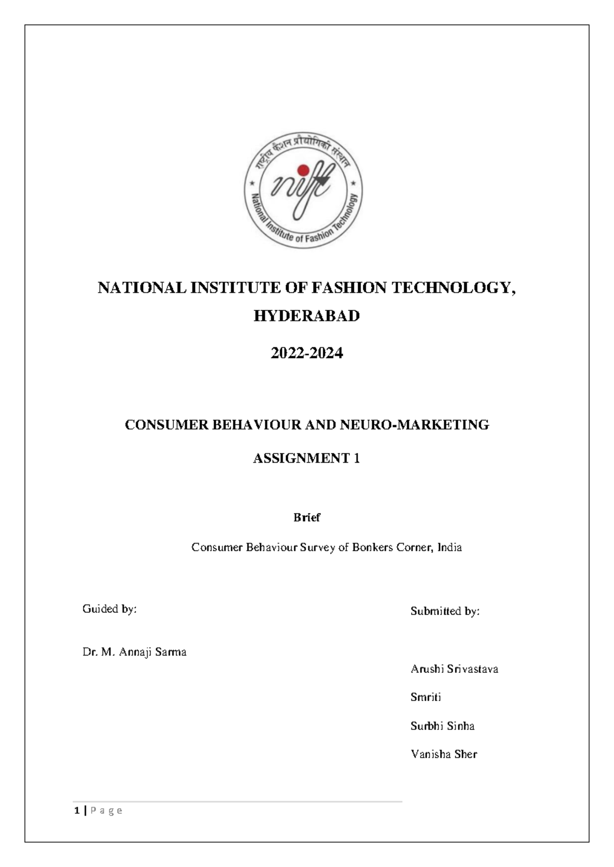 Consumer Behaviour Survey: Assignment 1 - CBNM (NIFT Hyderabad) - Studocu