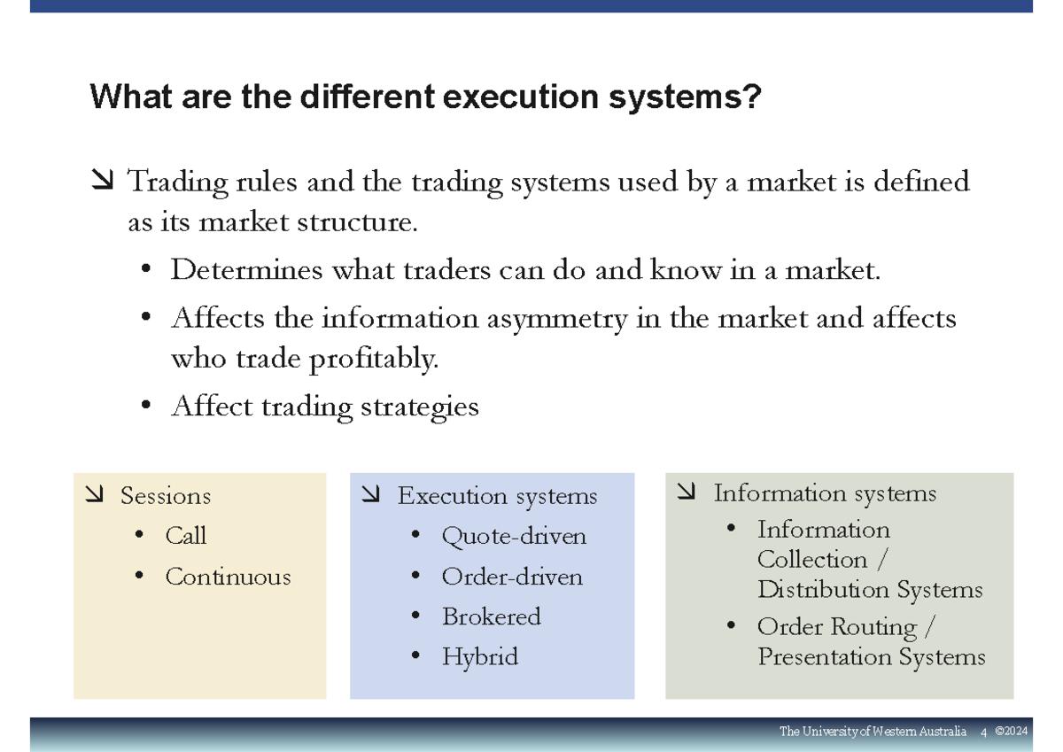 Market Structure and Execution Systems (02) - UWA 2024 - Studocu
