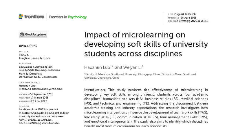 Impact of microlearning on developing soft skills of university ...