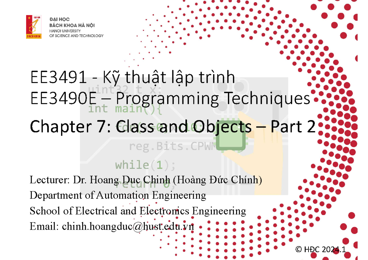 EE3491 Programming Techniques Chapter 7: Class and Objects Part 2 - Studocu