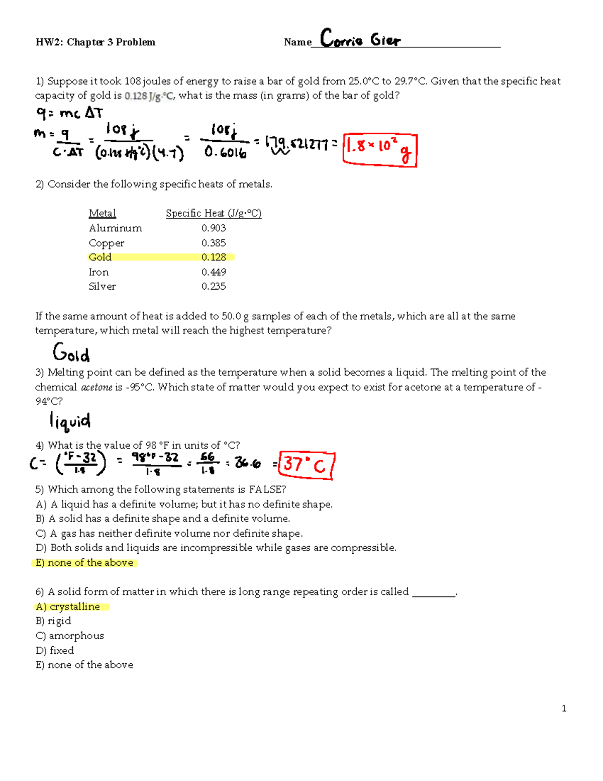 Chem305: Chapter 3 Problems and Solutions - Studocu