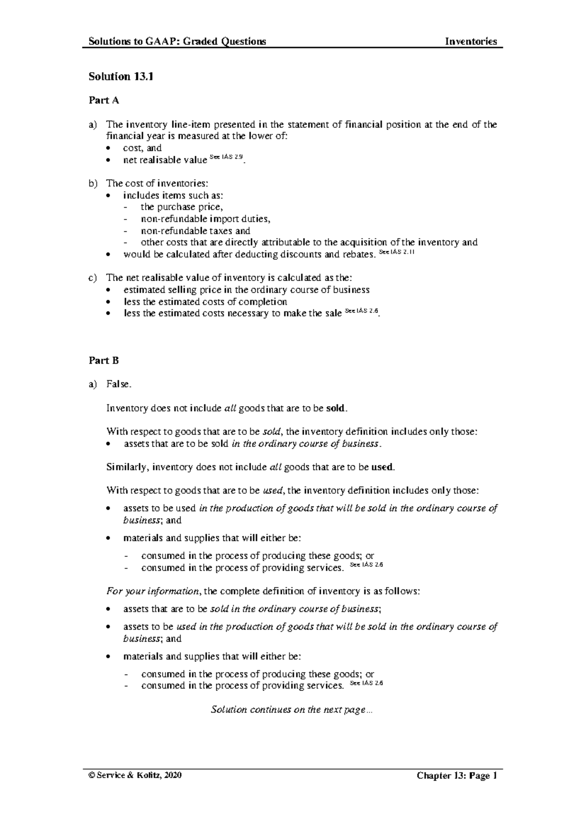 Solutions to GAAP: Graded Questions on Inventories (IAS 2) - Studocu