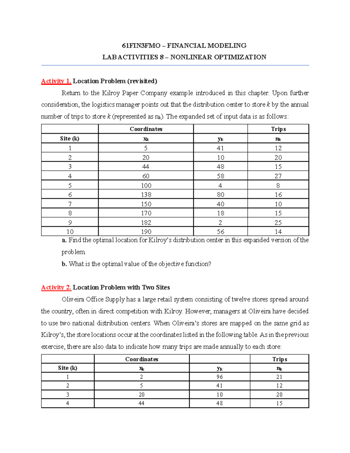 61FIN3FMO Financial Modeling Lab Activities: Nonlinear Optimization ...