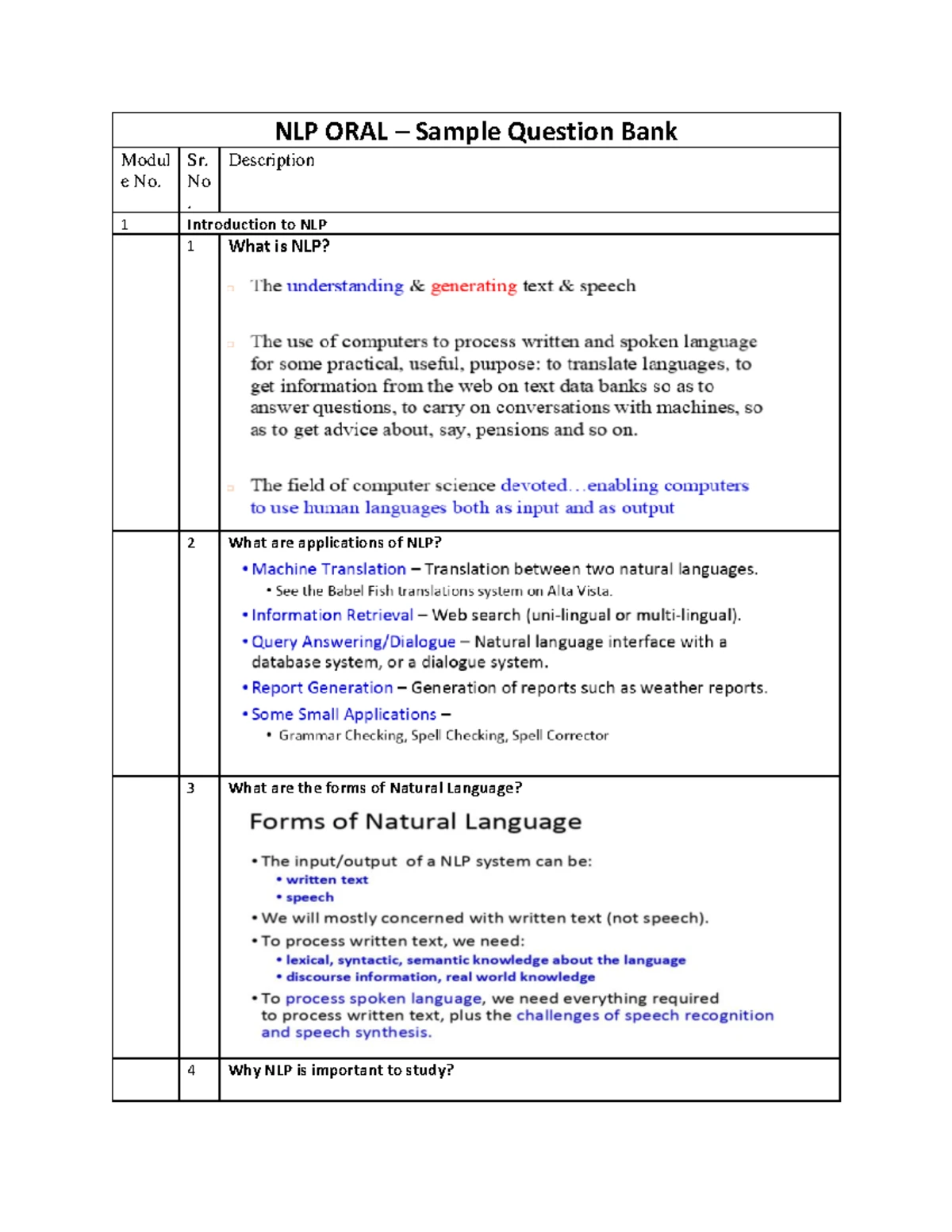 NLP Exam Question Paper - Code 42175 (DLOC - III) with Marked Questions ...