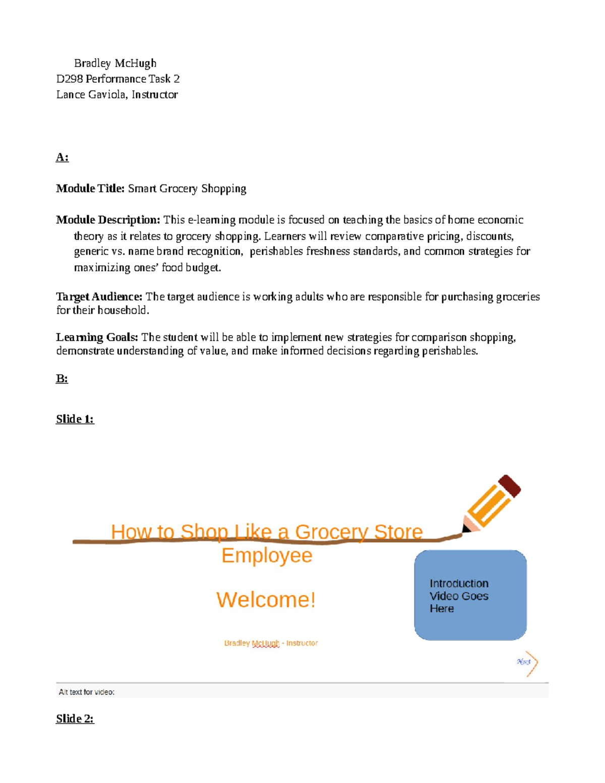 D298 Performance Task 2: Smart Grocery Shopping Module - Studocu