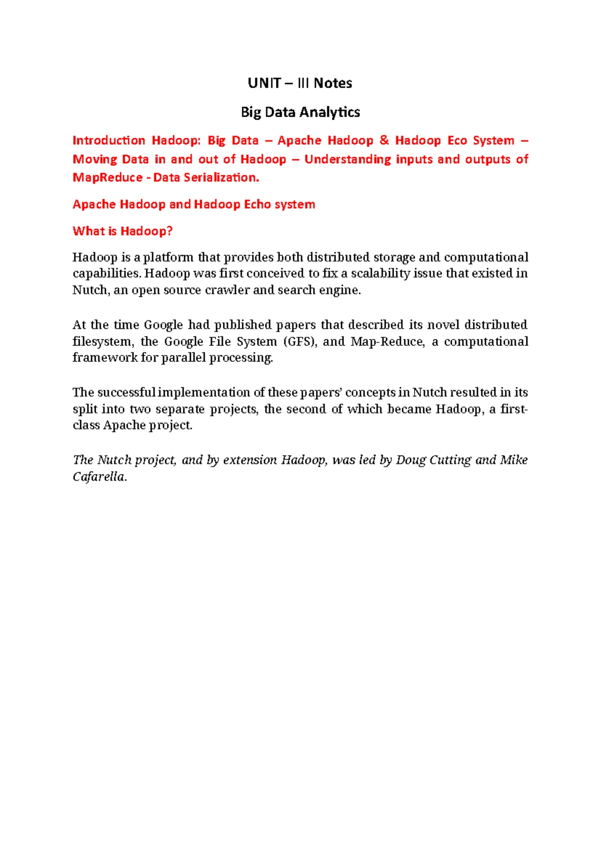 BDA UNIT 2 - Comprehensive Study Notes - Studocu
