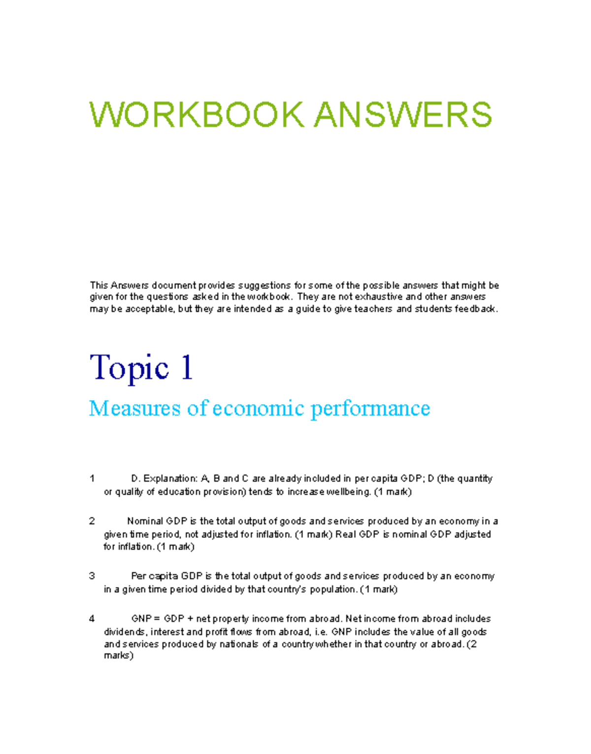 Edexcel Economics A - Theme 2 Workbook Answers and Guide - Studocu