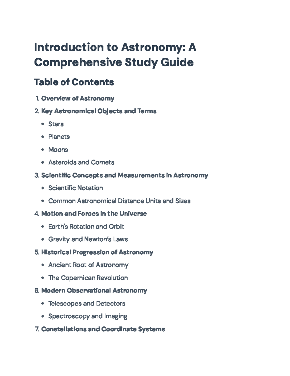 Introduction to Astronomy: Comprehensive Study Guide (ASTR 101 ...