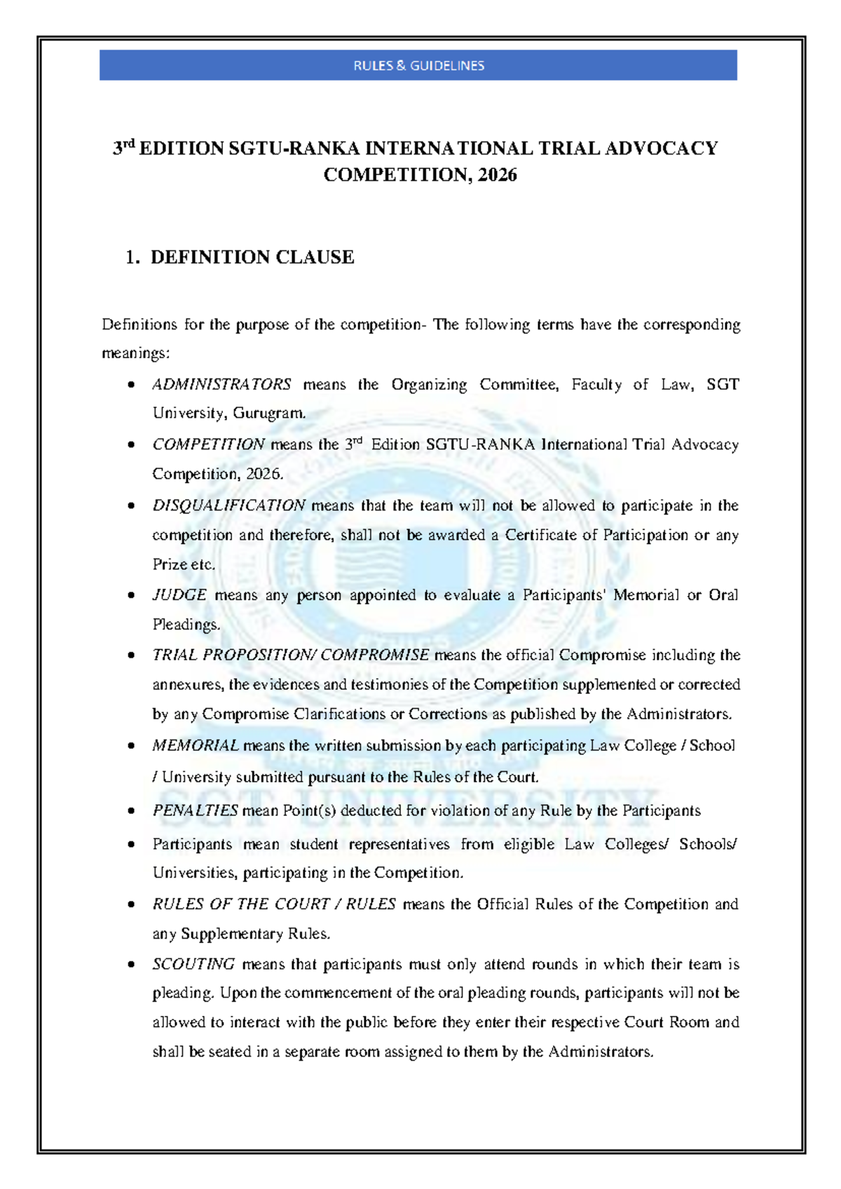 3rd Edition International Trial Advocacy Competition Rules 2026 - Studocu