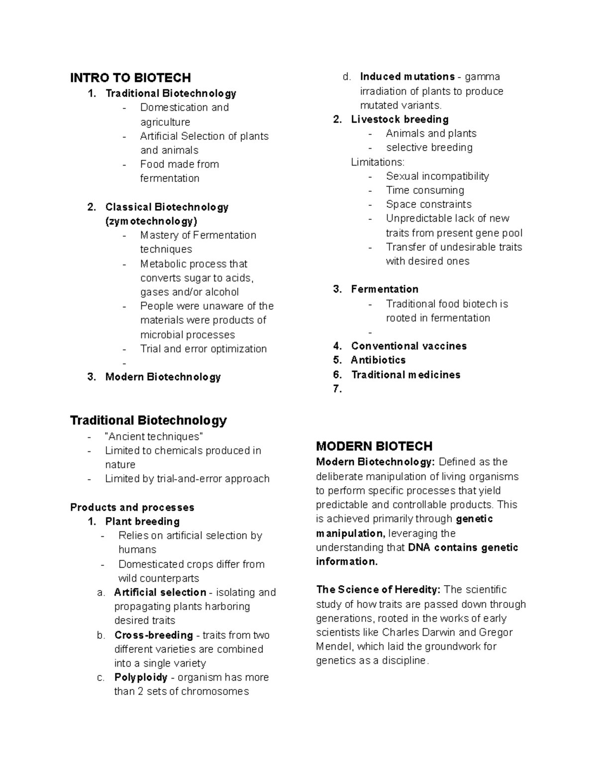 BIOL 101: Intro to Biotech - Traditional & Modern Techniques Overview ...