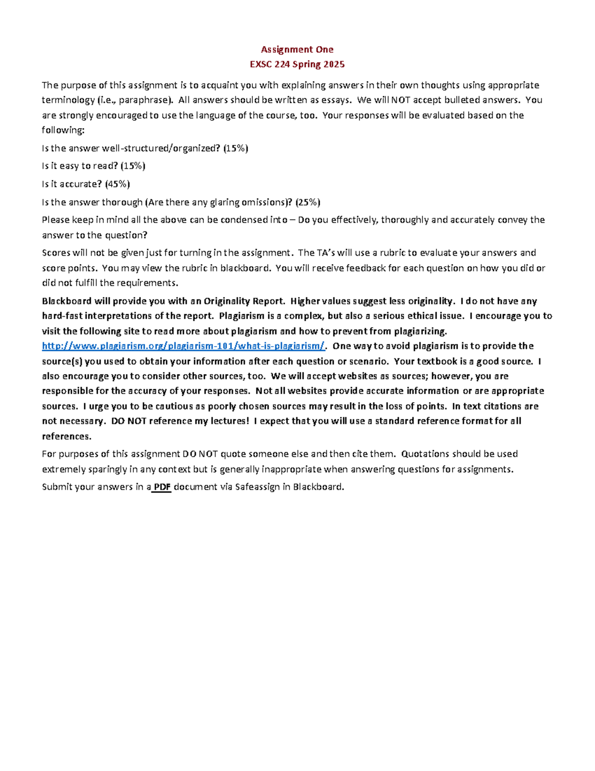 EXSC 224 Spring 2025 Lecture assignment 1 - Assignment One EXSC 224 ...