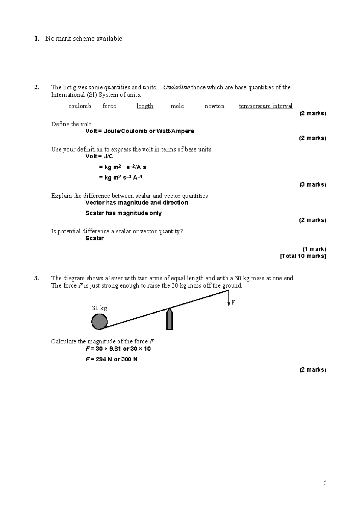 Edexcel Physics Unit 1 Exam Revision Notes and Answers - Studocu