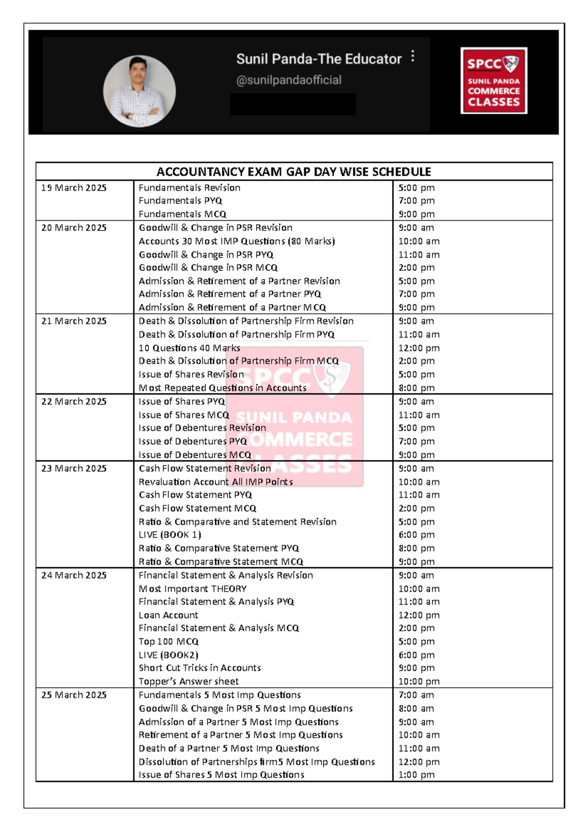 Accountancy Exam Gap Day wise Schedule 250319 171115 - ACCOUNTANCY EXAM ...