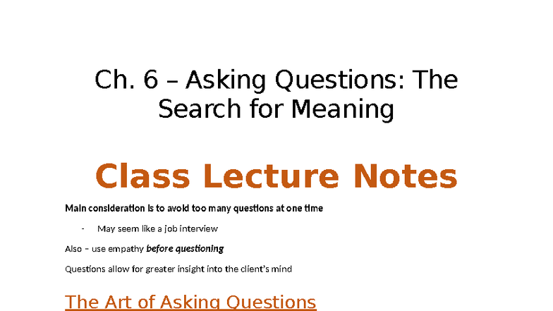 Counselling Techniques: Effective Questioning Strategies for Clients ...