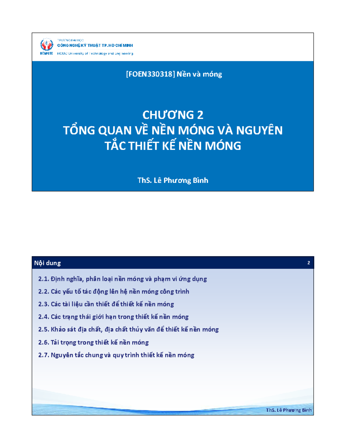 Nền và Móng CHƯƠNG 2: Tổng Quan và Nguyên Tắc Thiết Kế Nền Móng - Studocu