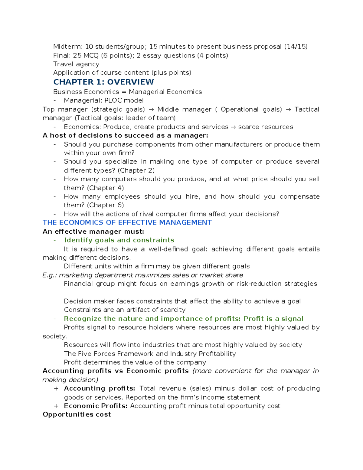 Business Economics - Midterm Study Notes (Course Code: BE101) - Studocu