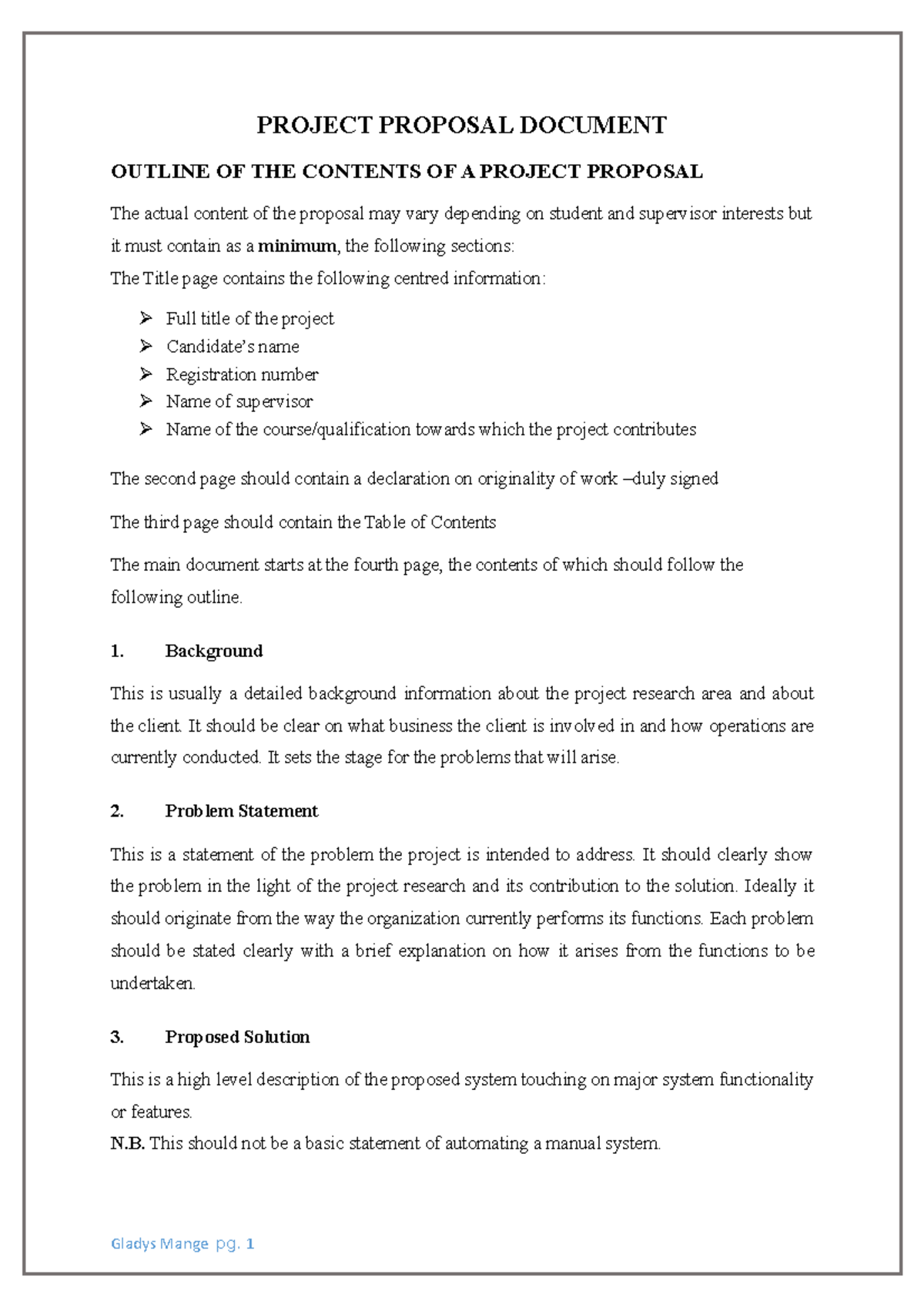 Project Proposal Writing Guidelines for Effective Research (Course Code ...