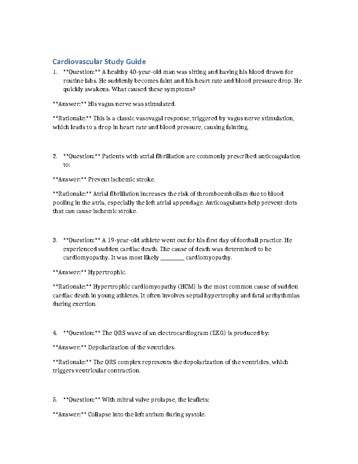 Week 3 Cardiac Study Guide: Key Concepts and Clinical Cases - Studocu