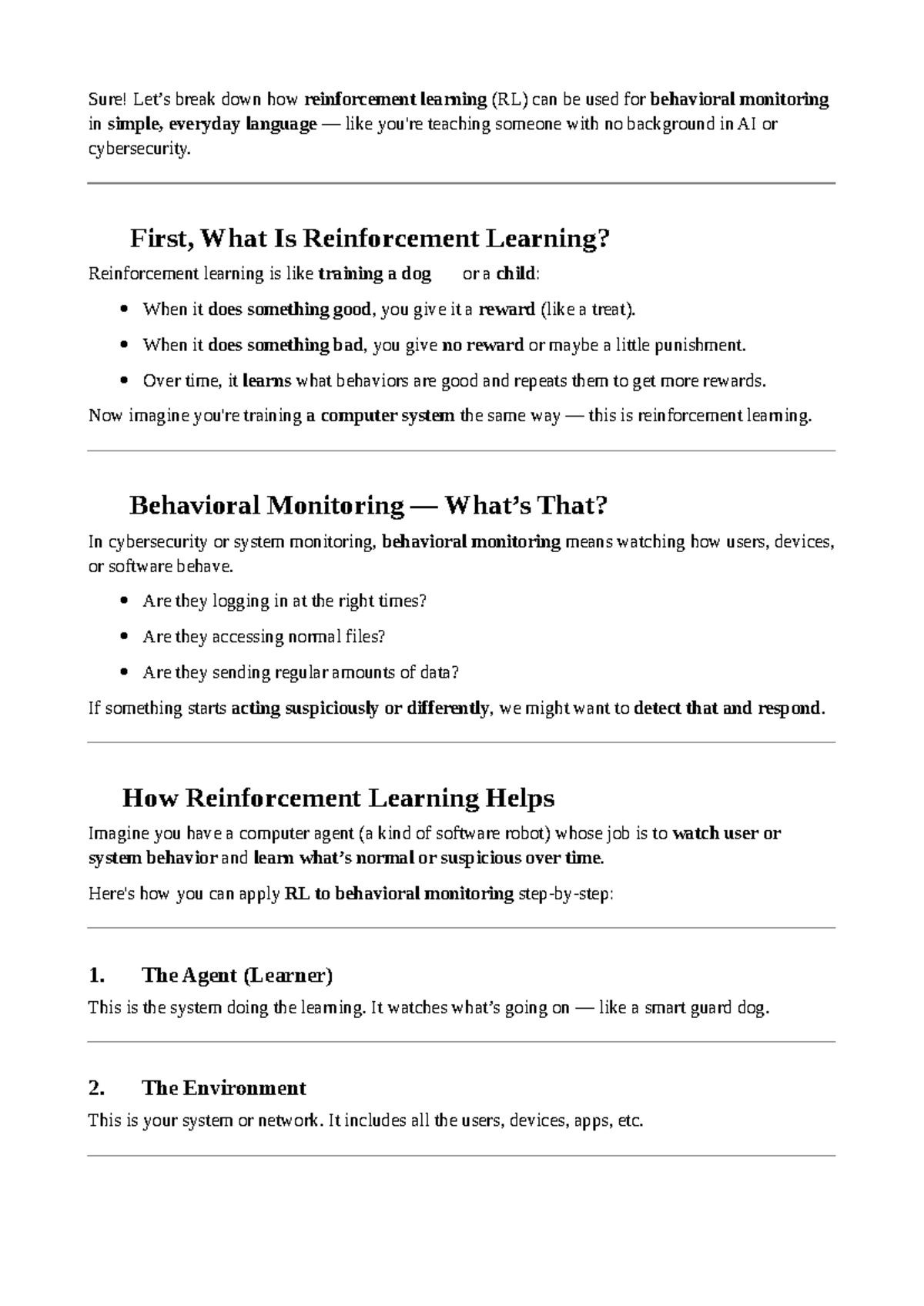 Reinforcement Learning for Behavioral Monitoring in Cybersecurity ...