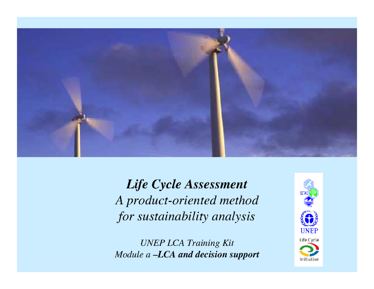 Module A: Life Cycle Assessment (LCA) for Sustainability Analysis - Studocu