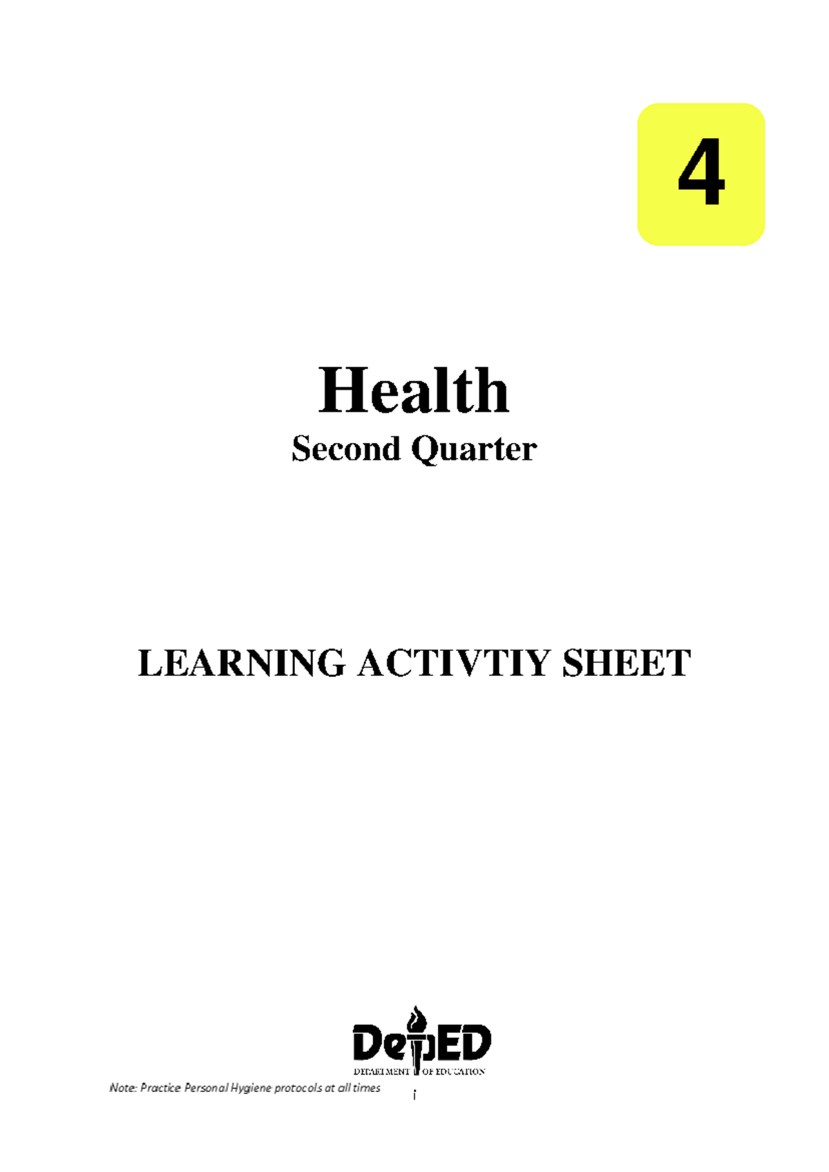 Grade 4 Q2 Health Learning Activity Sheet - Module Overview - Studocu