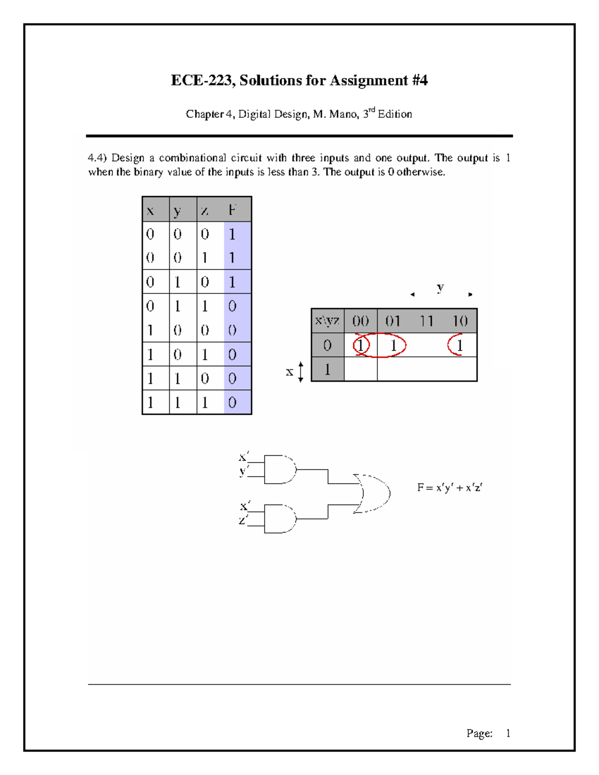 ECE-223, Assignment 4 Solutions for Digital Design, 3rd Ed. - Studocu