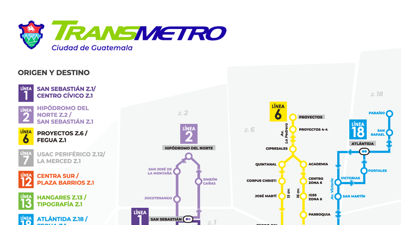 Enero 2023: Mapa de Líneas del Transmetro Ciudad de Guatemala - Studocu