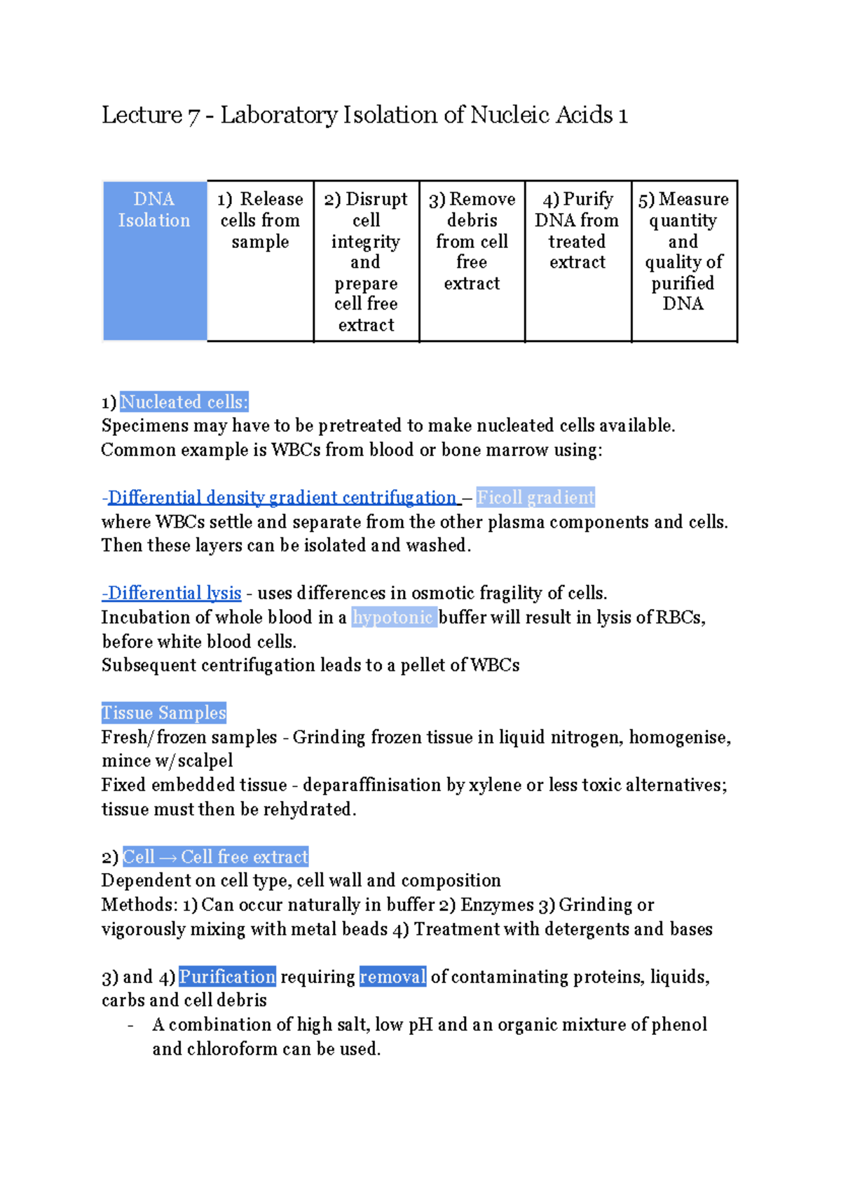 Lecture 7 - Lab Techniques for Nucleic Acid Isolation 1 - Studocu