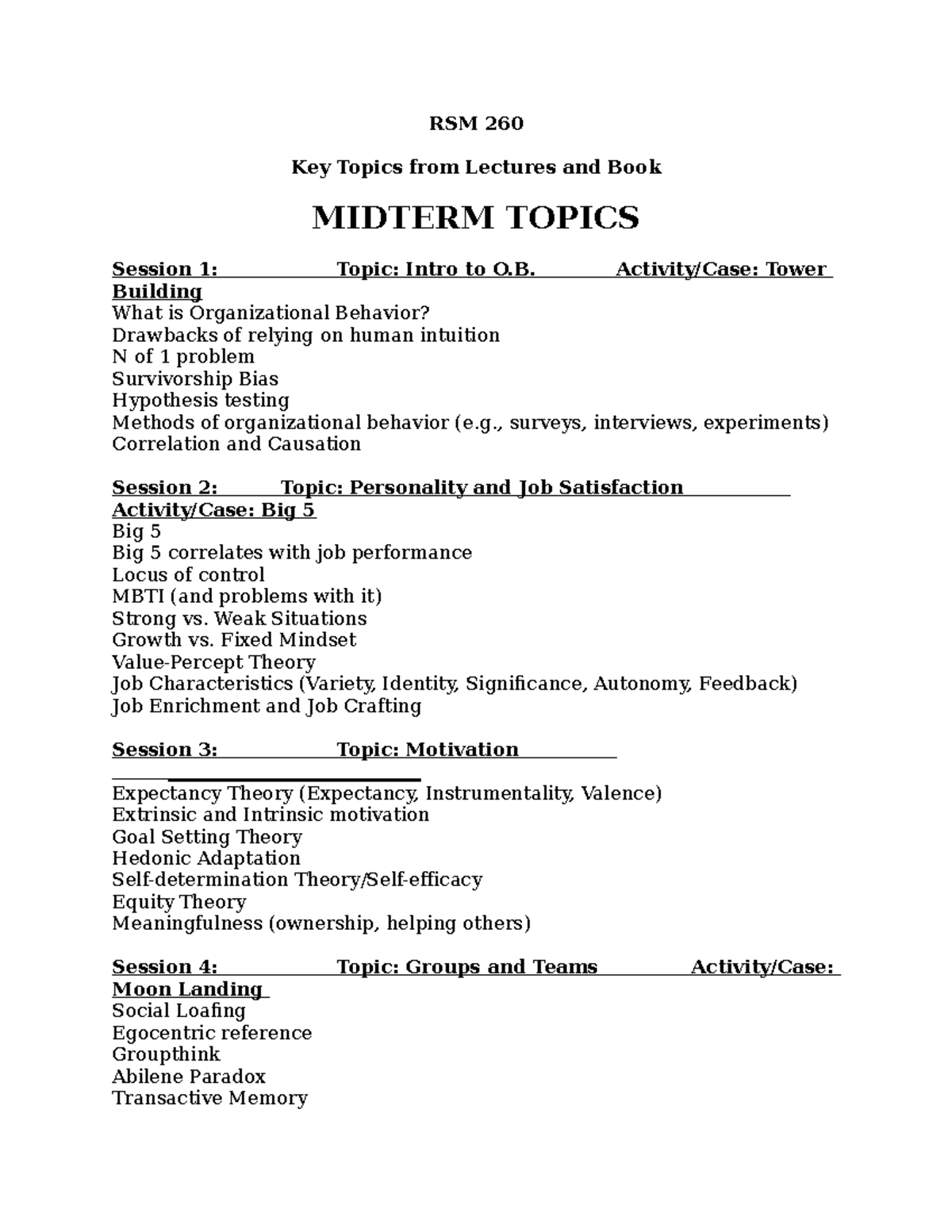 2025 RSM260 Key Topics for Midterm - RSM 260 Key Topics from Lectures ...