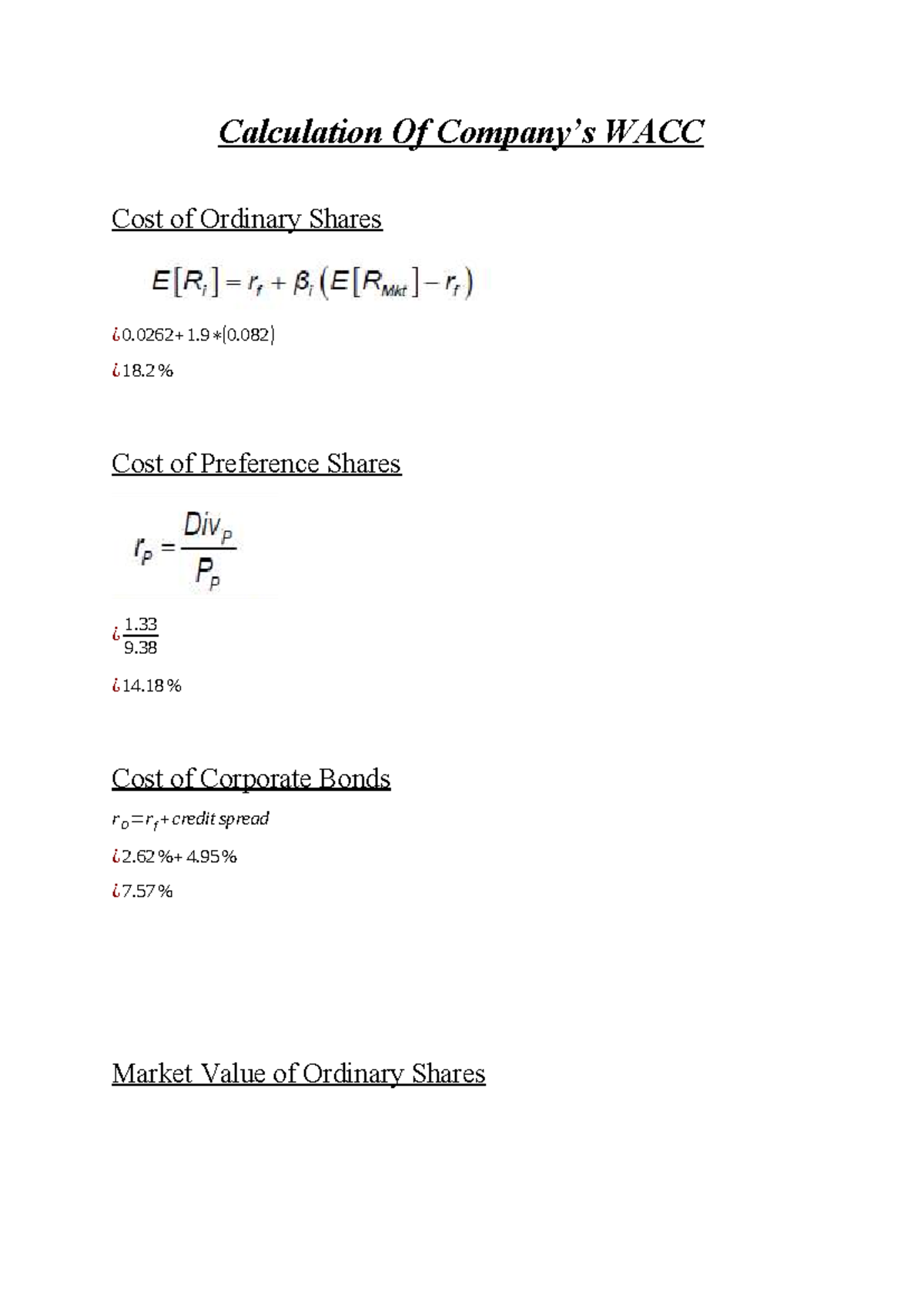 WACC Calculation & Financial Metrics Analysis (FINFOF Assignment) - Studocu