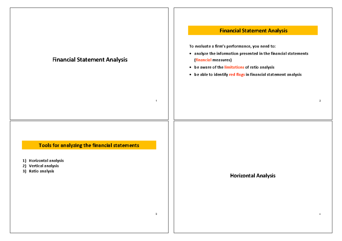 Financial Statement Analysis: Tools & Techniques (Sem 12 AD1101 AD1102 ...