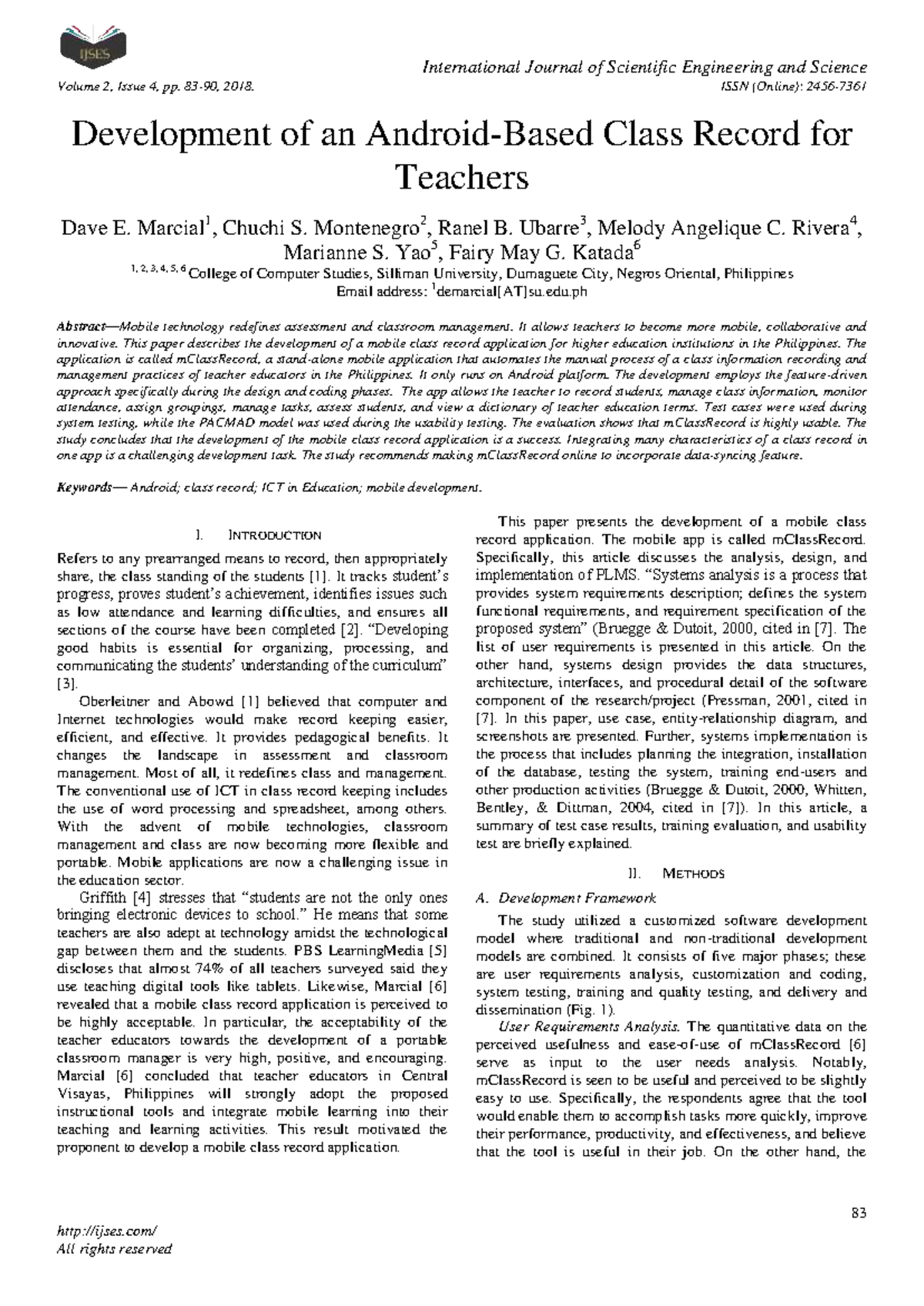 500077525 Development of mClassRecord: An Android Class Record App ...