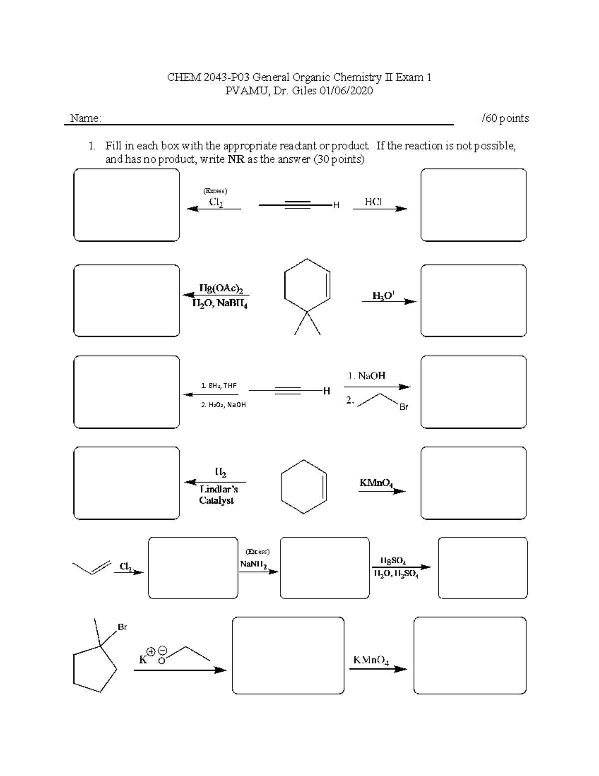 CHEM 2043 Exam 1 Practice – General Organic Chemistry II - Studocu