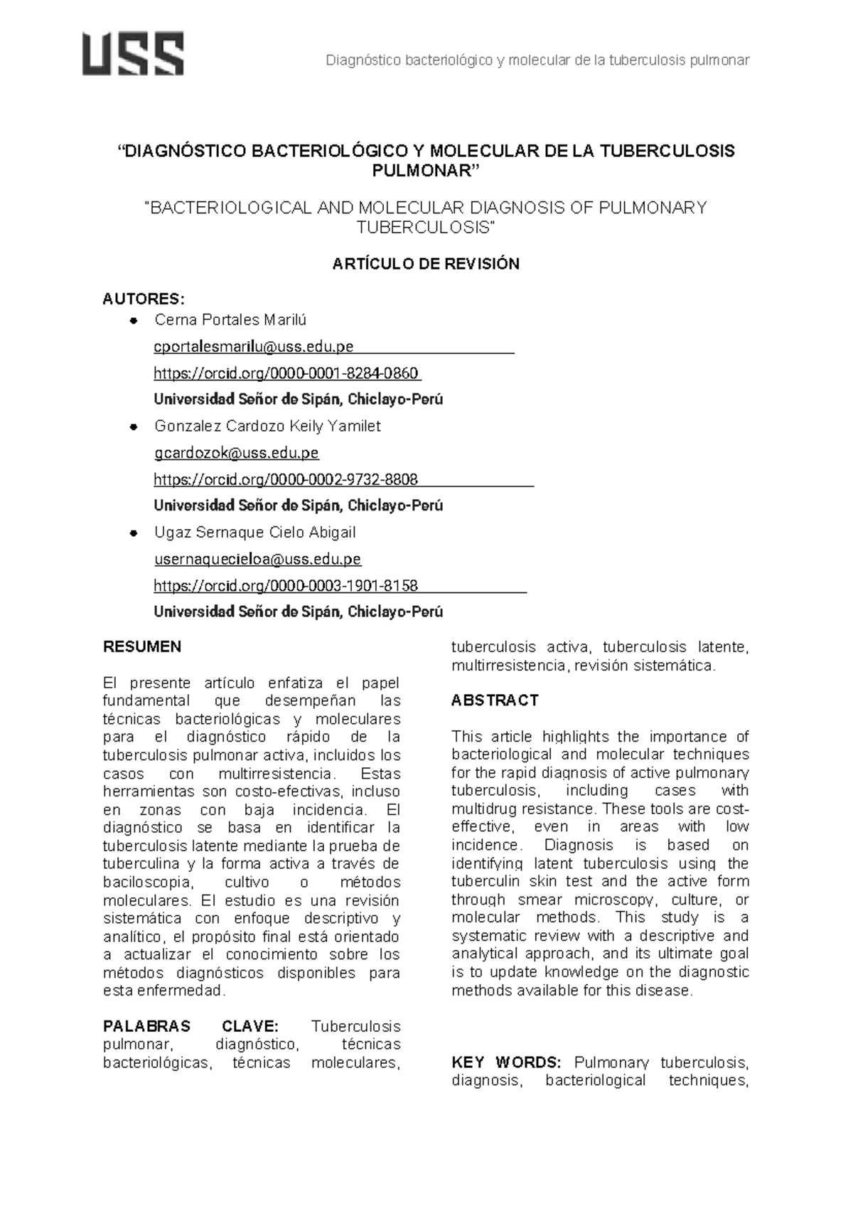 Diagnóstico Bacteriológico y Molecular de la Tuberculosis Pulmonar: Revisión - Document Preview