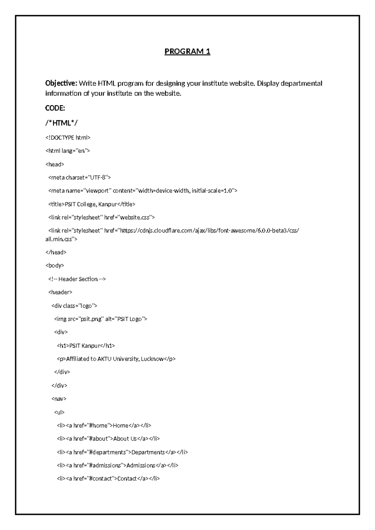Final Exam Web Technologies (BTech 5th SEM) Programming Assignments ...