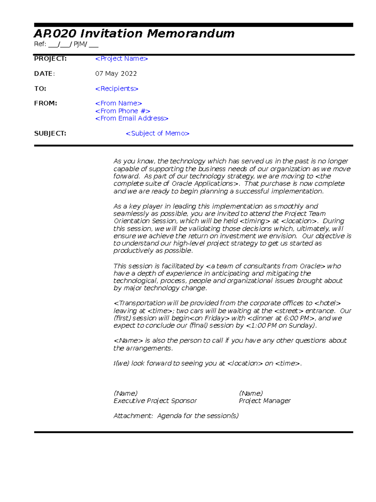AP020 Invitation Memorandum - AP Invitation Memorandum Ref: // PJM ...